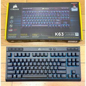 Corsair K63 TKL Wireless Mechanical Keyboard Cherry MX Red LEDs Black Tenkeyless